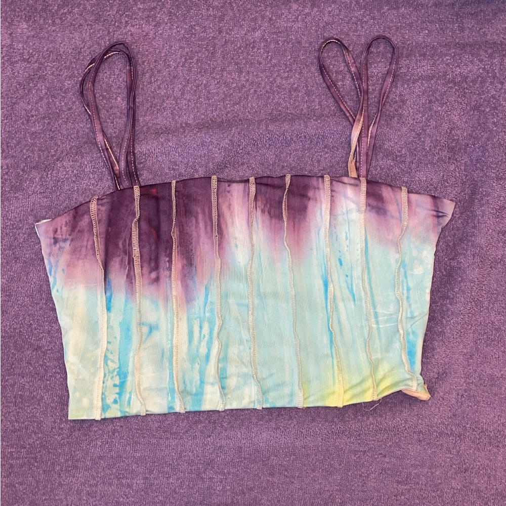 💜Capsulle Tie Dye Seamed Crop Tank💜